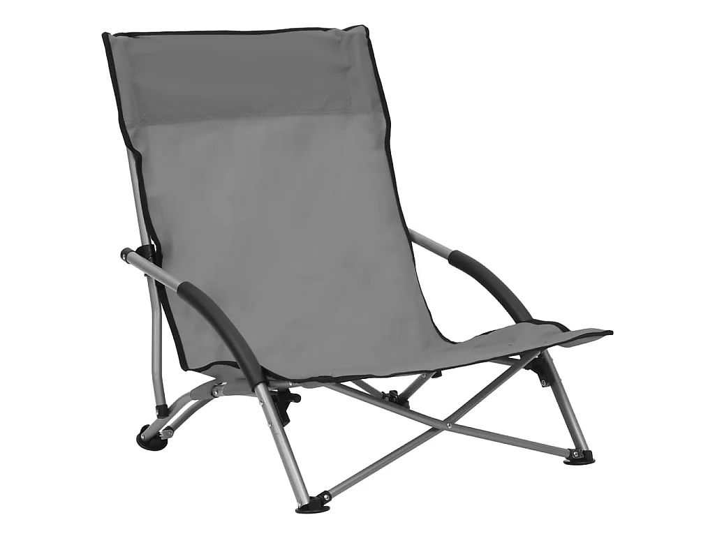 Chaises de plage pliables 2 pcs Gris Tissu 3