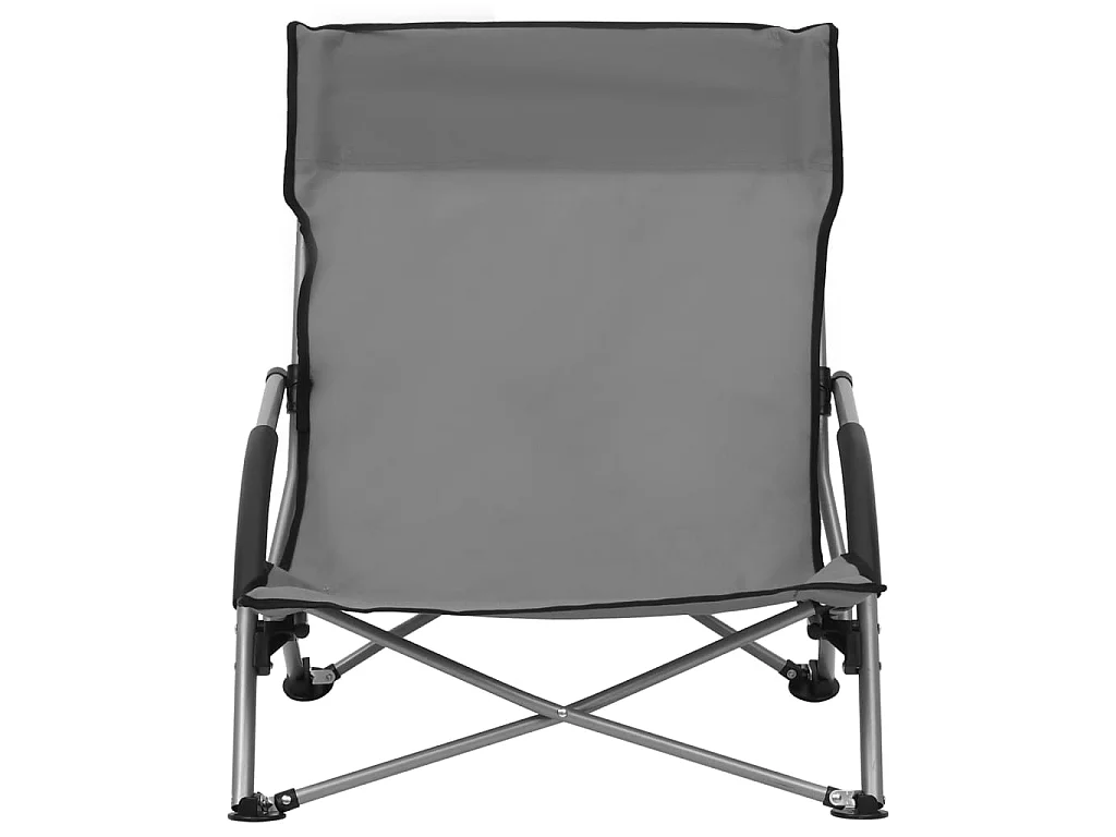 Chaises de plage pliables 2 pcs Gris Tissu 3