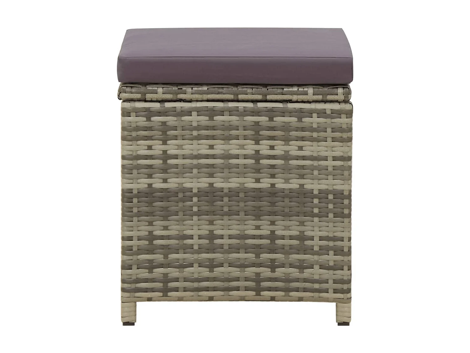 Tabourets de jardin 4 pcs avec coussins Résine tressée Gris