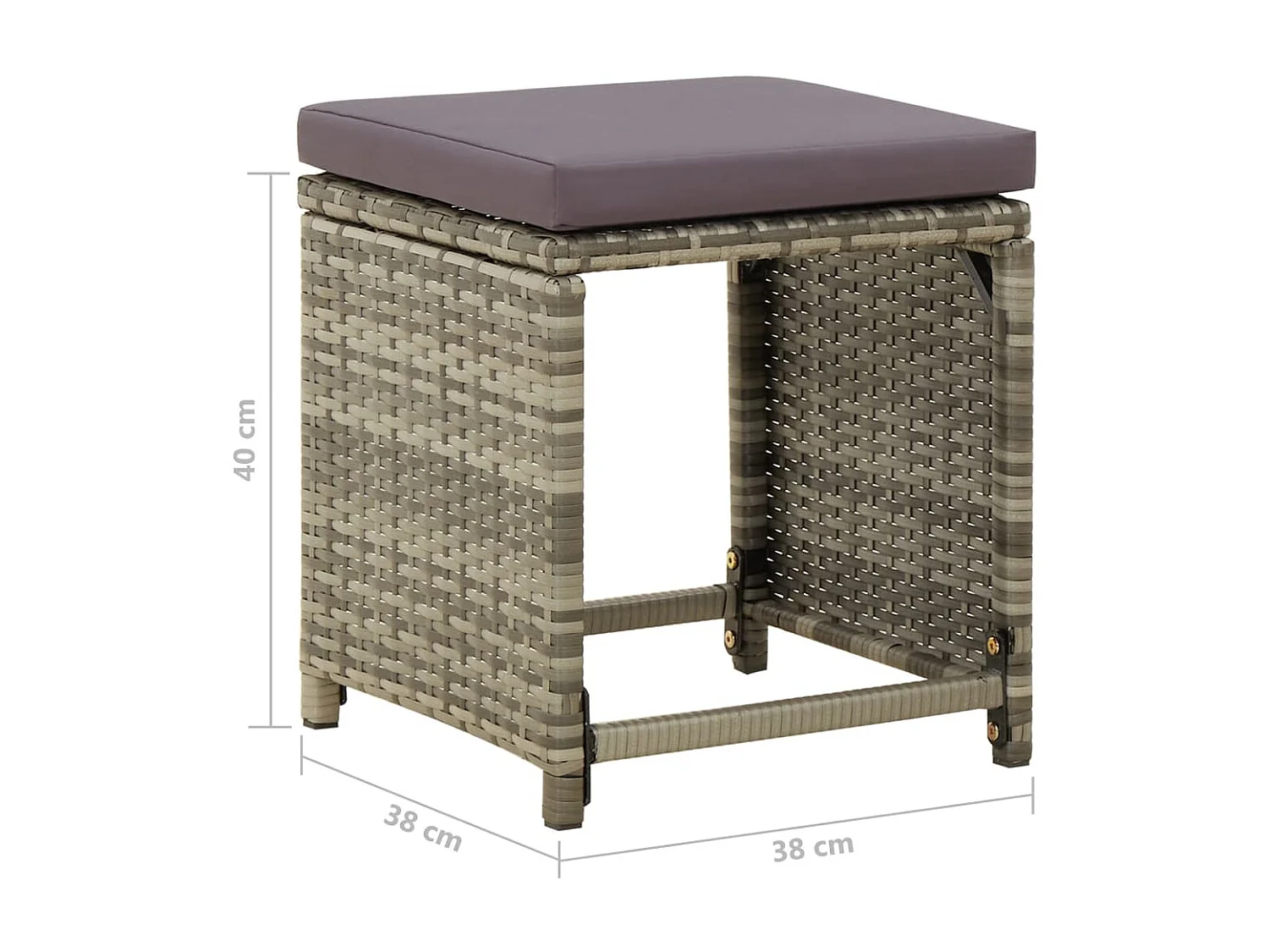 Tabourets de jardin 4 pcs avec coussins Résine tressée Gris