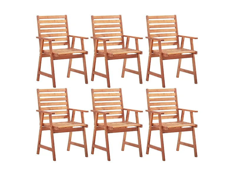 Chaises de salle à manger d'extérieur 6 pcs Acacia massif