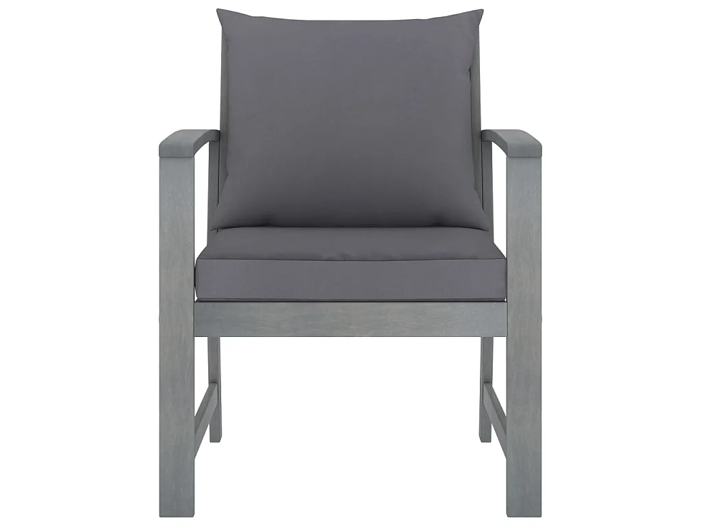 Chaises de jardin 2 pcs avec coussins gris foncé Bois d'acacia