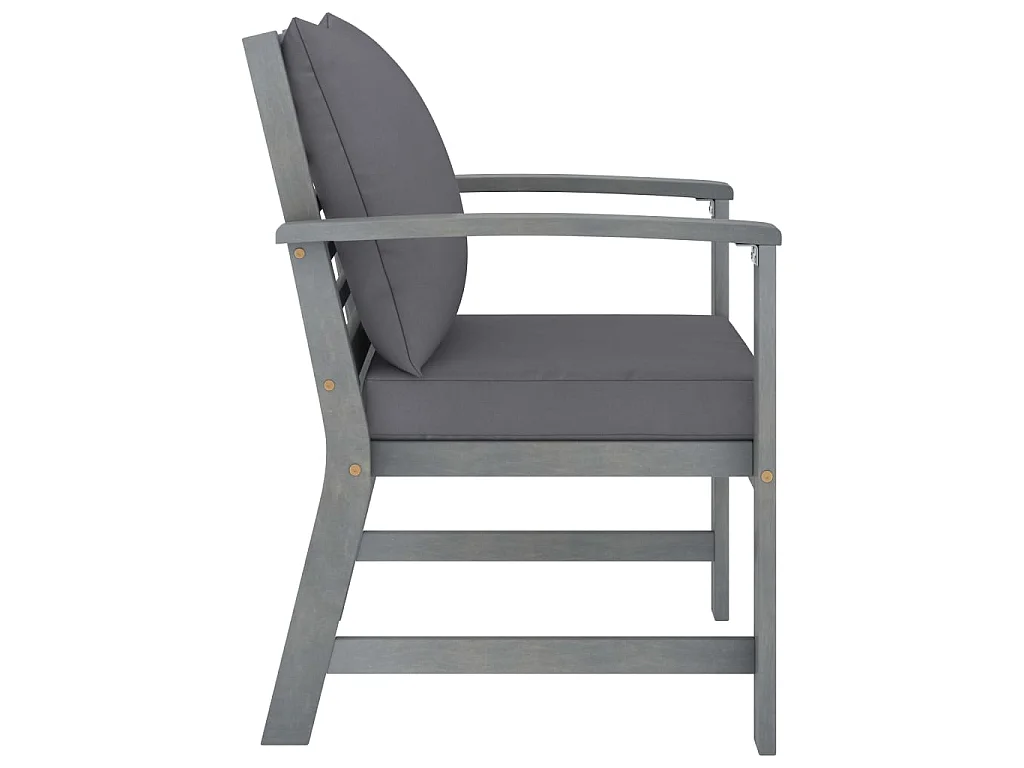 Chaises de jardin 2 pcs avec coussins gris foncé Bois d'acacia