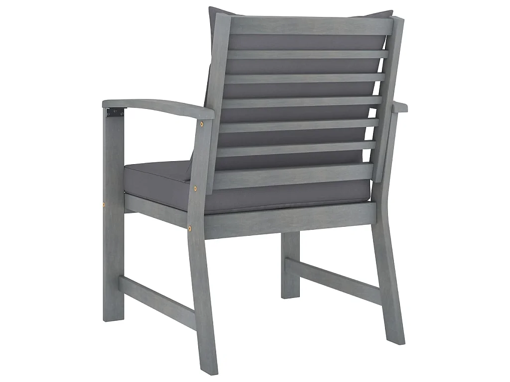 Chaises de jardin 2 pcs avec coussins gris foncé Bois d'acacia