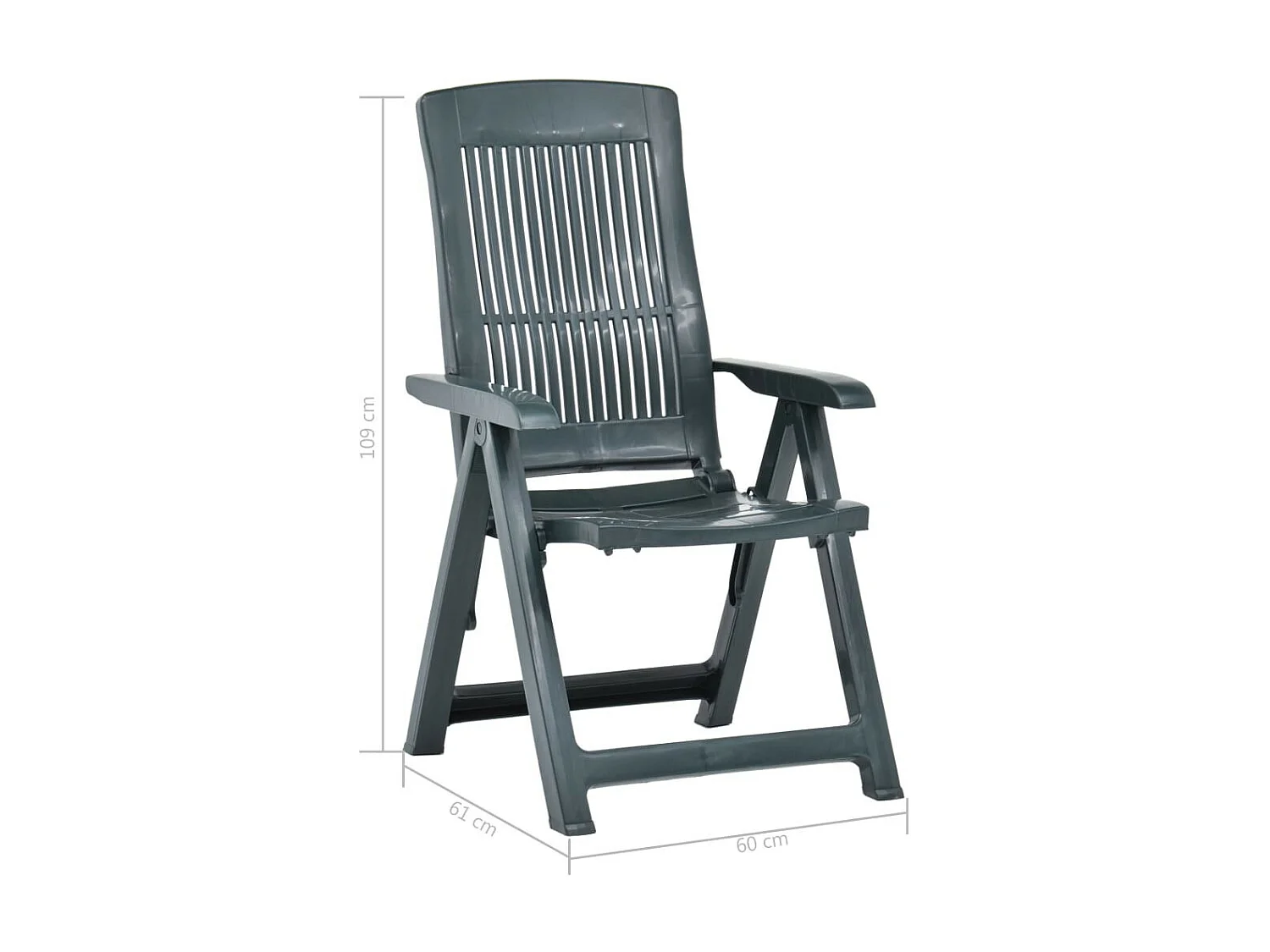 Chaises inclinables de jardin 2 pcs Plastique Vert