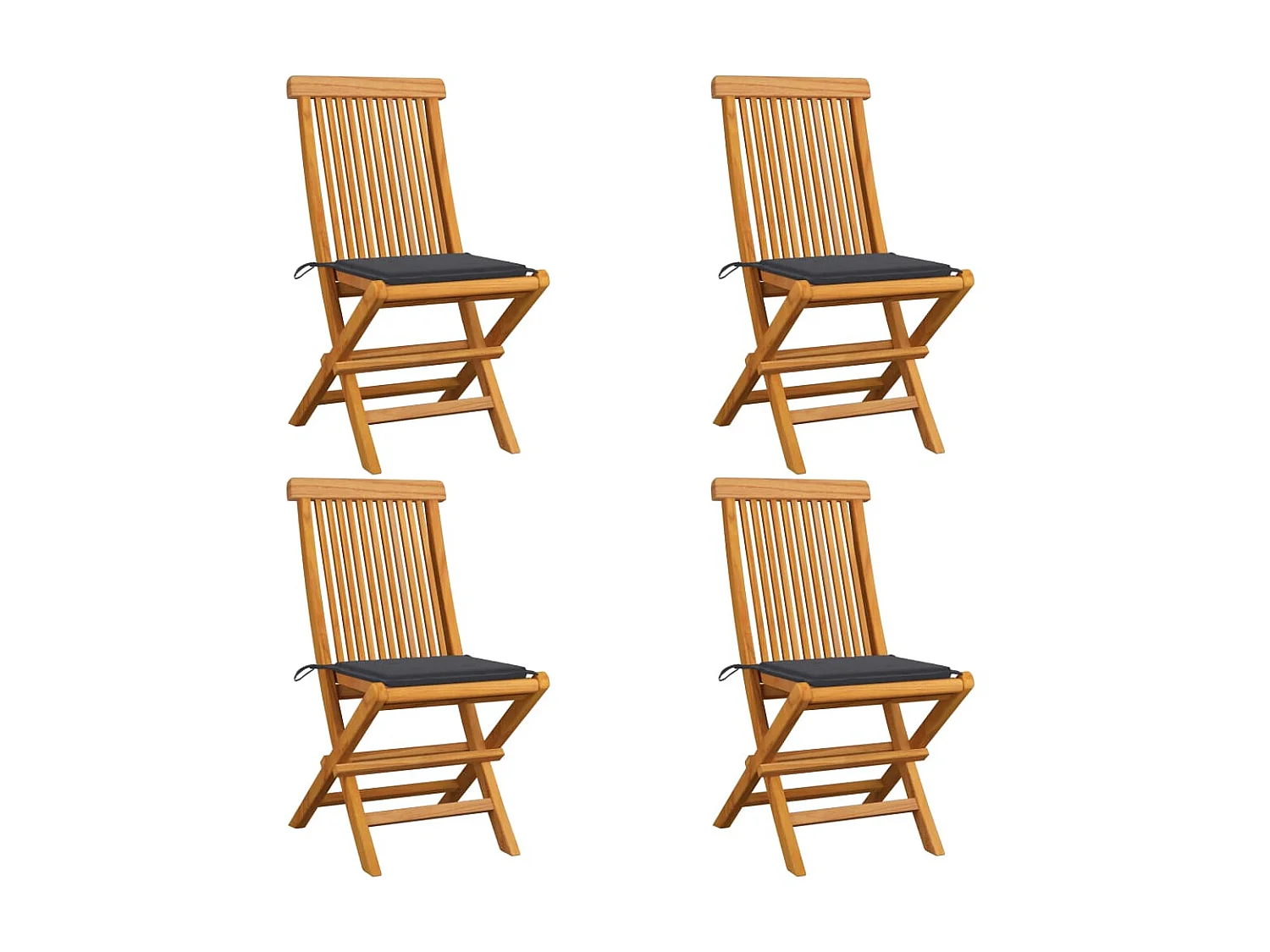 Chaises de jardin avec coussins anthracite 4 pcs Bois de teck 3