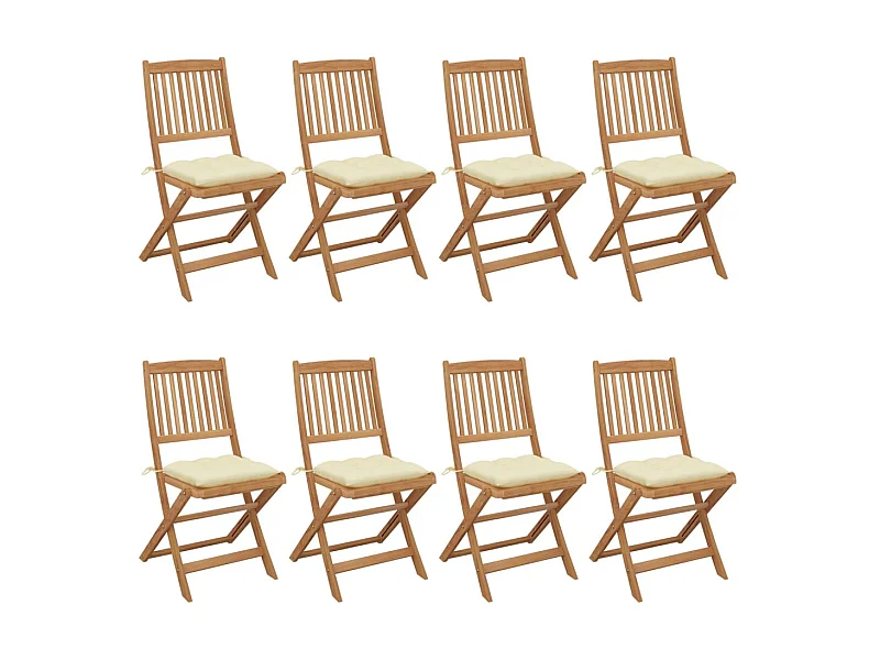 Chaises pliables de jardin 8 pcs avec coussins Bois d'acacia 21