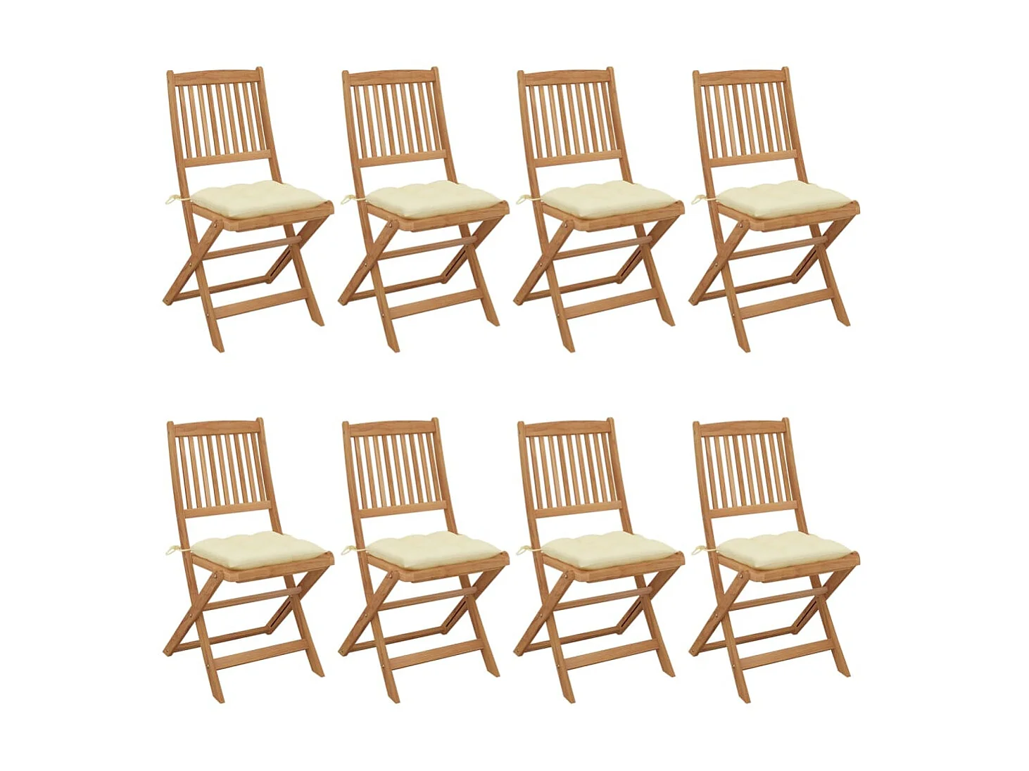 Chaises pliables de jardin 8 pcs avec coussins Bois d'acacia 21