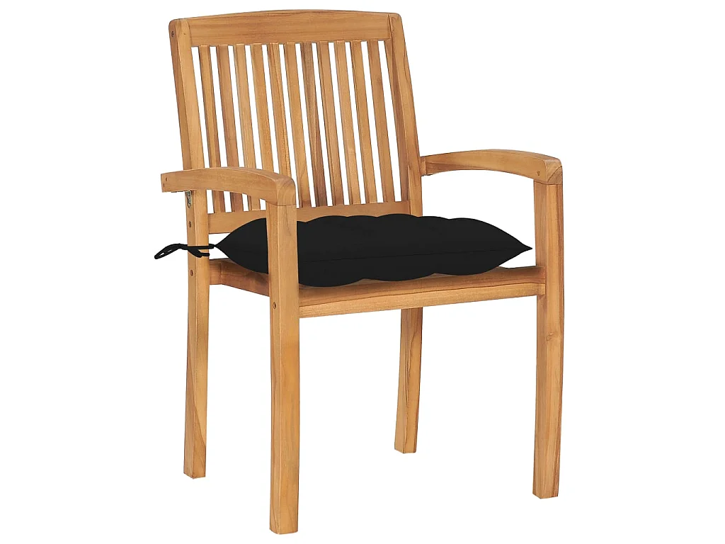 Chaises de jardin empilables avec coussins 4 pcs Teck solide 20