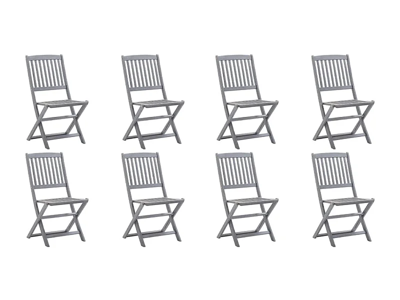 Chaises pliables d'extérieur 8 pcs Bois d'acacia solide 6