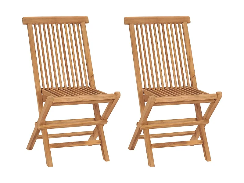 Chaises de jardin pliables 2 pcs Bois de teck massif 4