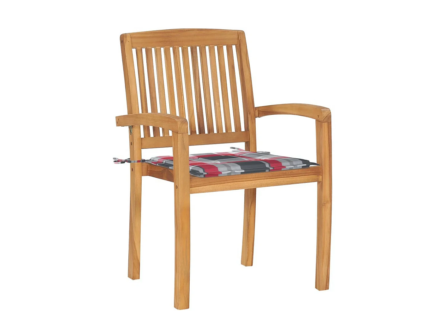 Chaises de jardin empilables avec coussins 8 pcs Teck solide 4