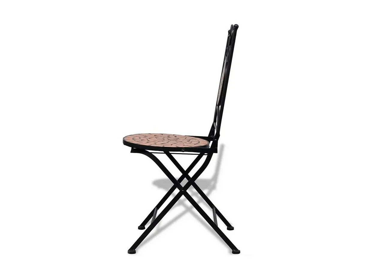 Chaise pliable métal noir et céramique marron Ivai - Lot de 2