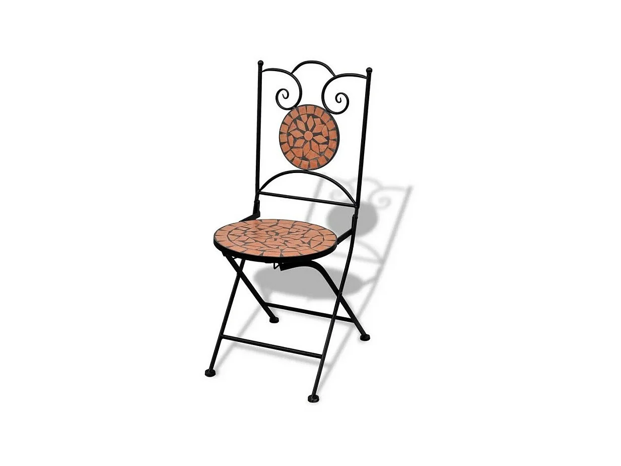 Chaise pliable métal noir et céramique marron Ivai - Lot de 2