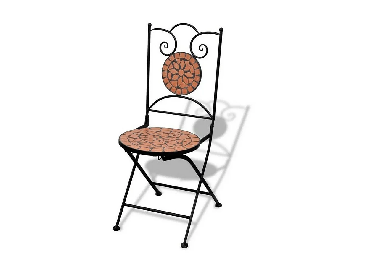 Chaise pliable métal noir et céramique marron Ivai - Lot de 2