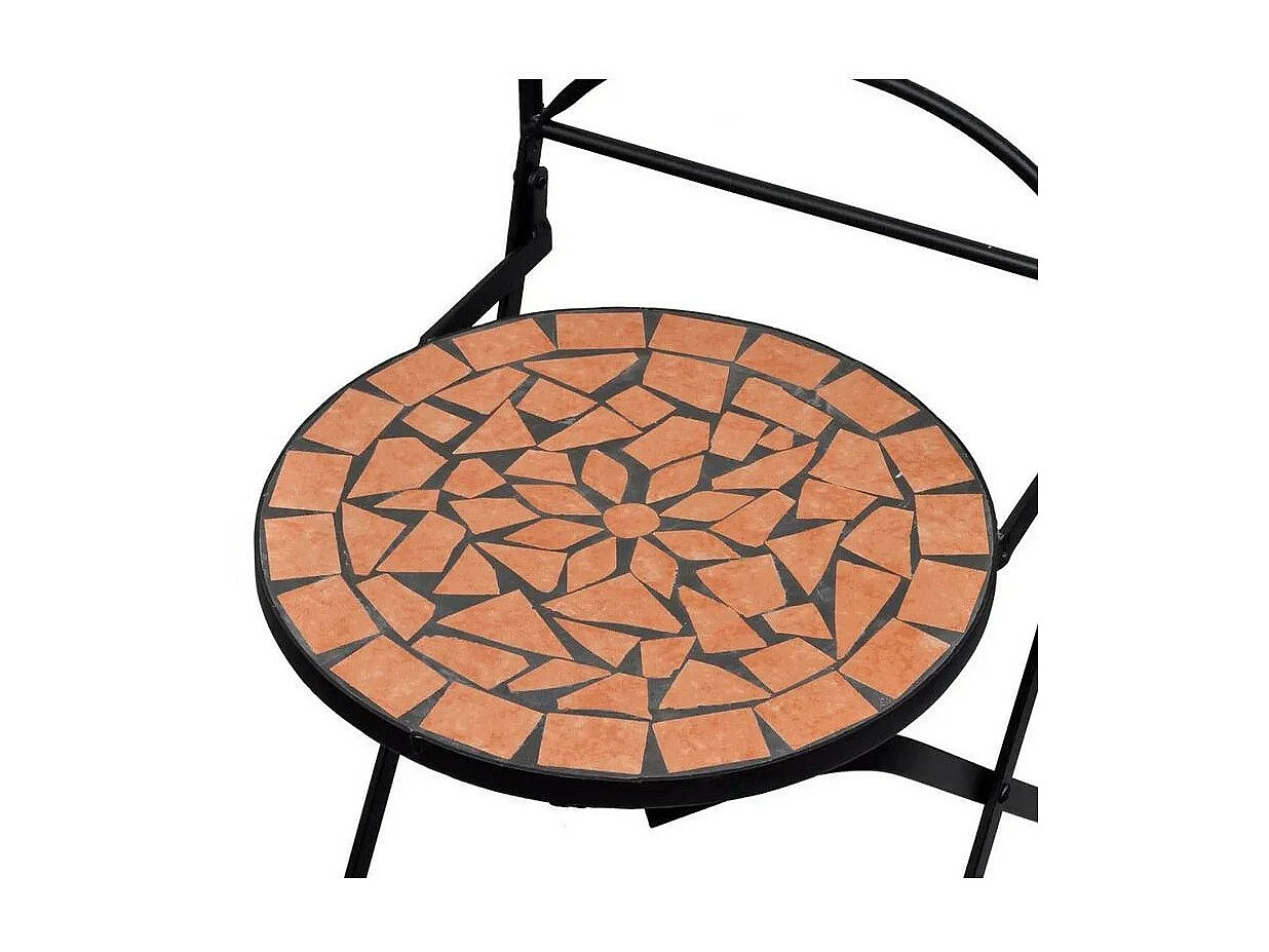 Chaise pliable métal noir et céramique marron Ivai - Lot de 2