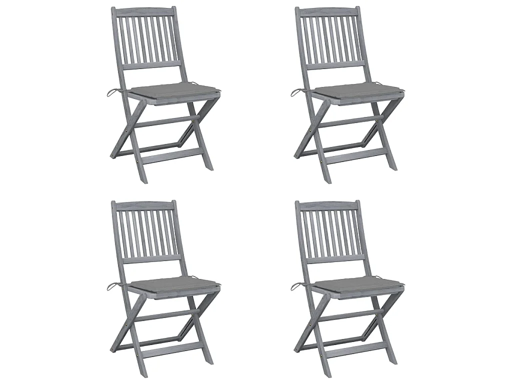 Chaises pliables d'extérieur 4 pcs avec coussins Bois d'acacia 12