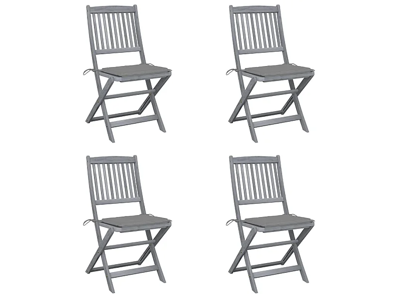 Chaises pliables d'extérieur 4 pcs avec coussins Bois d'acacia 12