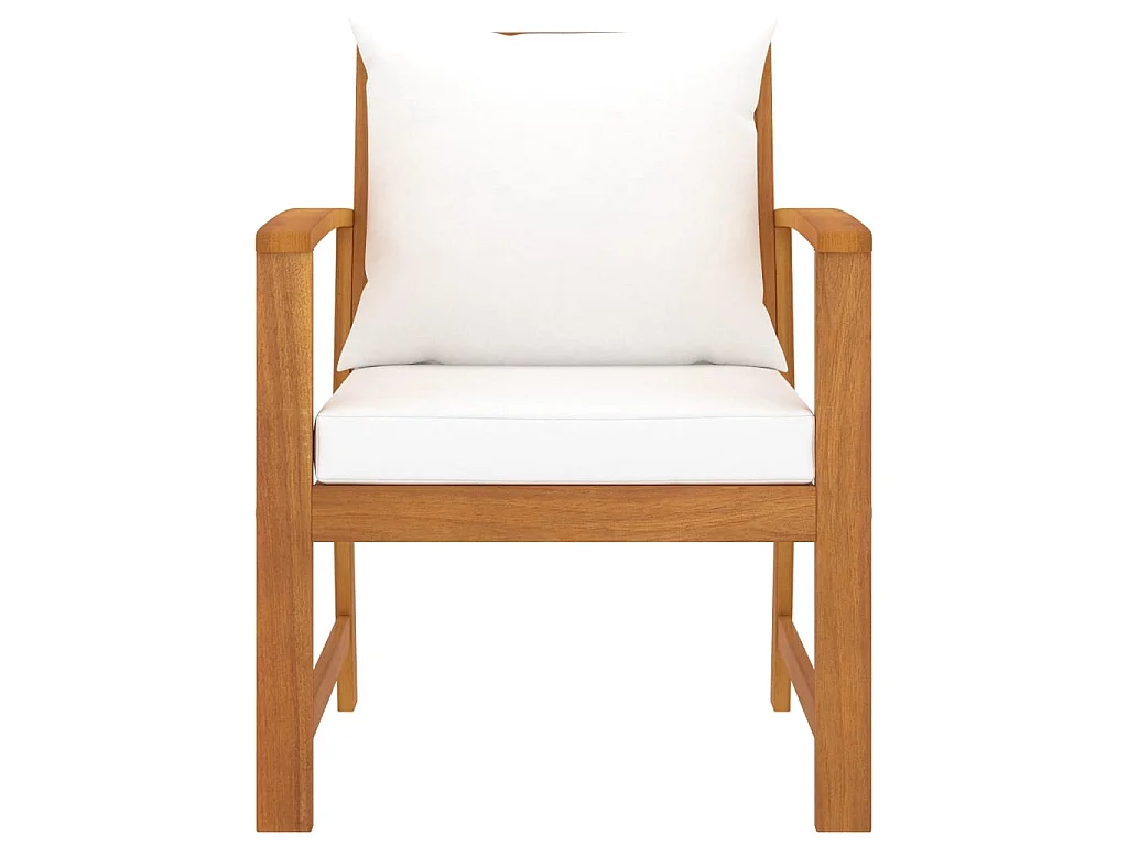 Chaises de jardin 2 pcs avec coussin crème Bois d'acacia massif