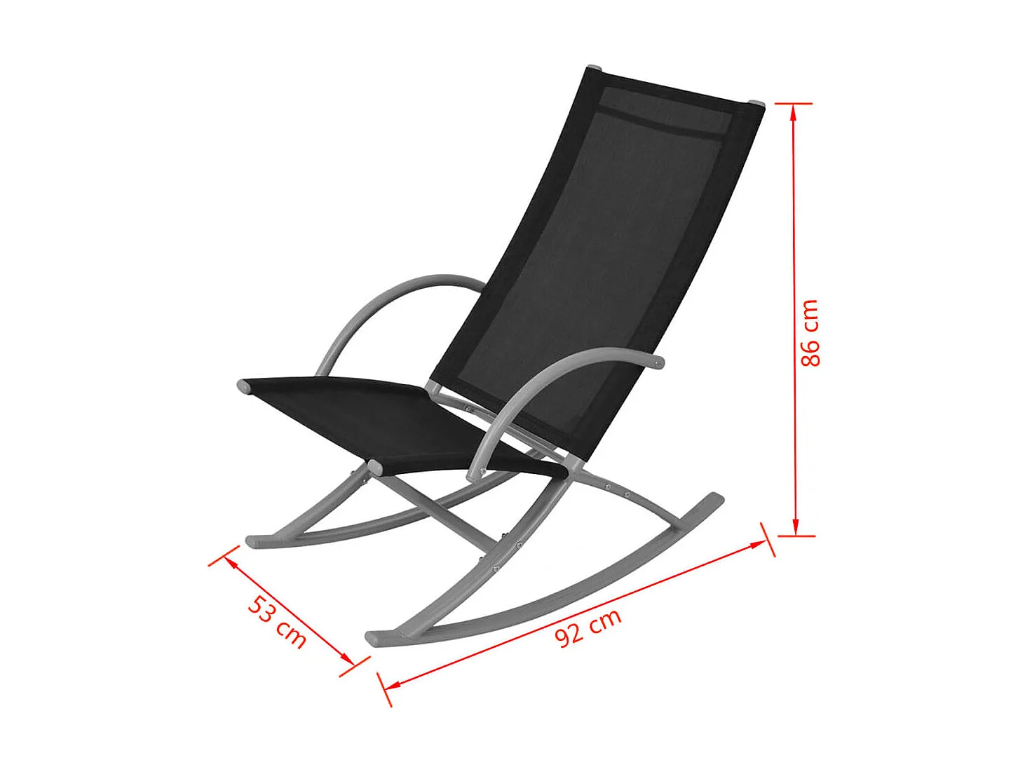 Chaises à bascule de jardin 2 pcs Acier et textilène Noir