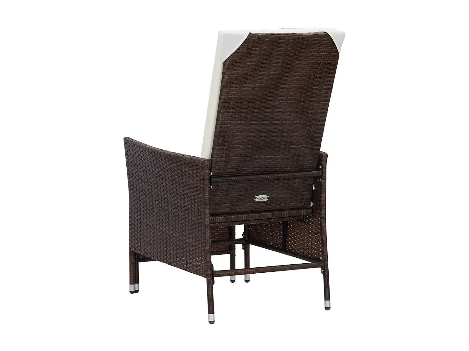 Chaise inclinable de jardin avec coussins Résine tressée Marron