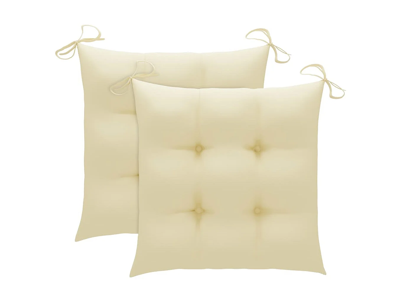 Chaises de jardin 2 pcs avec coussins blanc crème Teck massif 2