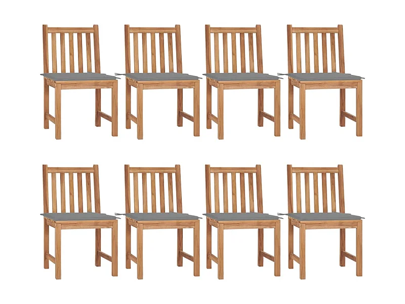 Chaises de jardin 8 pcs avec coussins Bois de teck massif 12