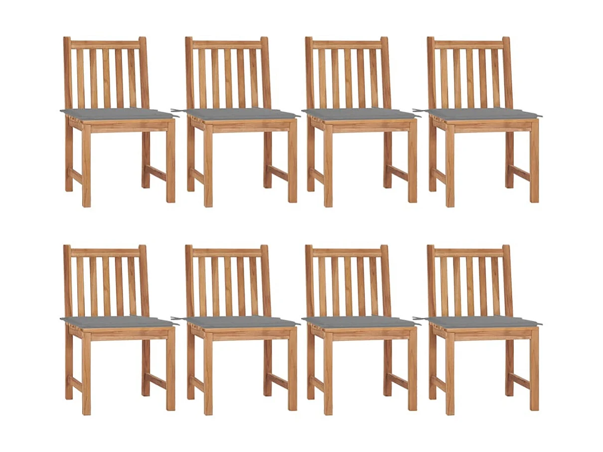 Chaises de jardin 8 pcs avec coussins Bois de teck massif 12
