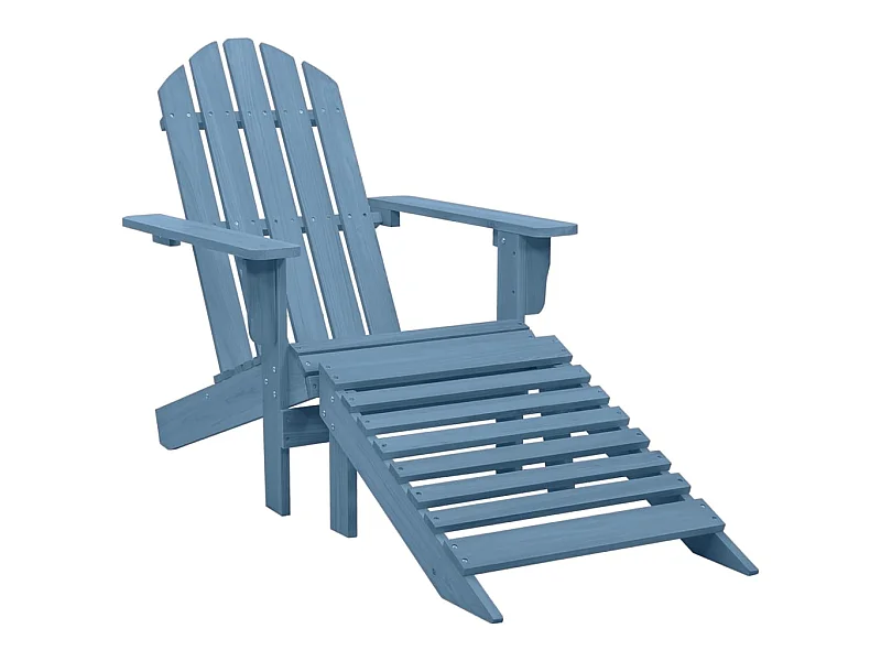 Chaise de jardin Adirondack avec pouf Bois de sapin solide Bleu
