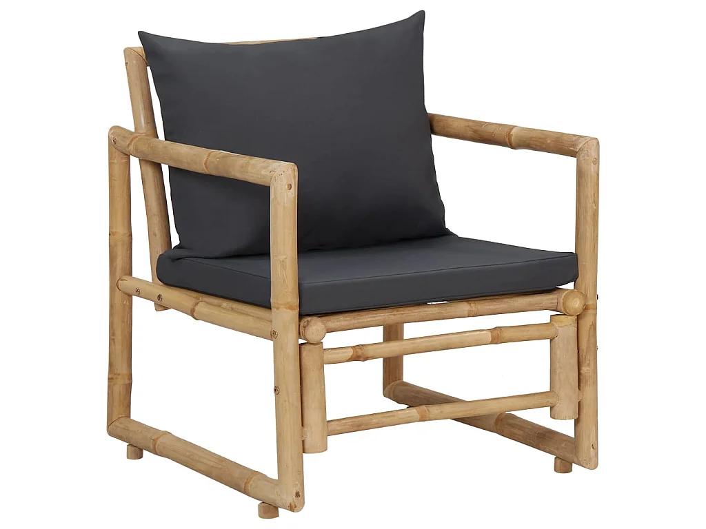 Chaises de jardin avec coussins 2 pcs Bambou