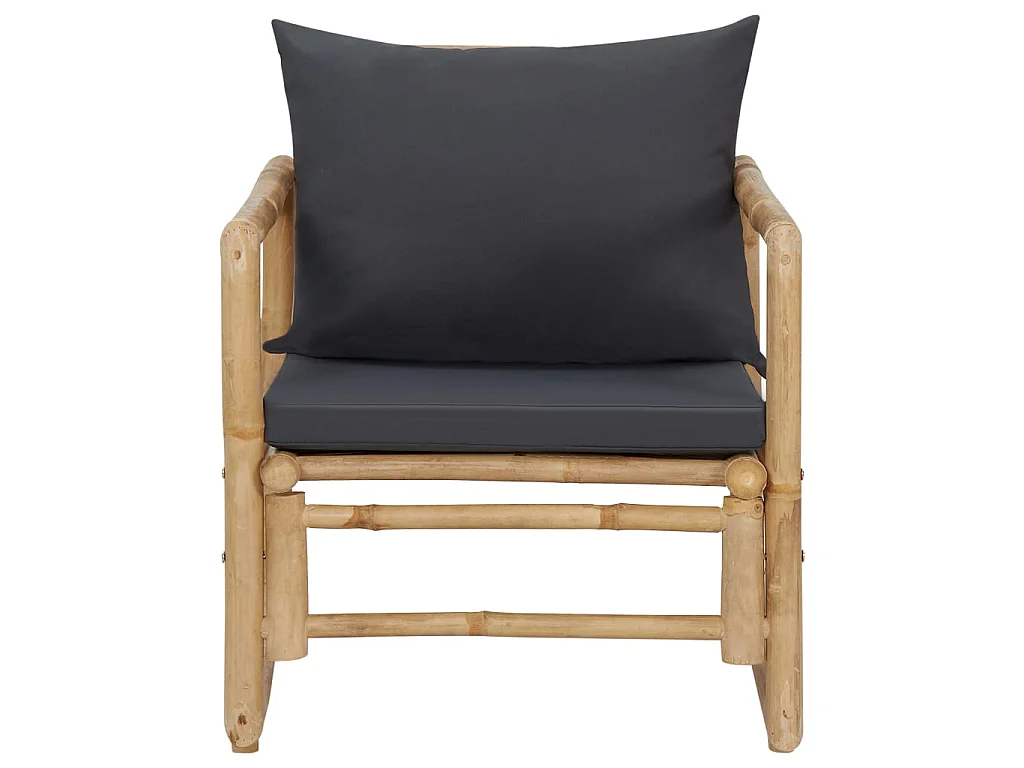 Chaises de jardin avec coussins 2 pcs Bambou