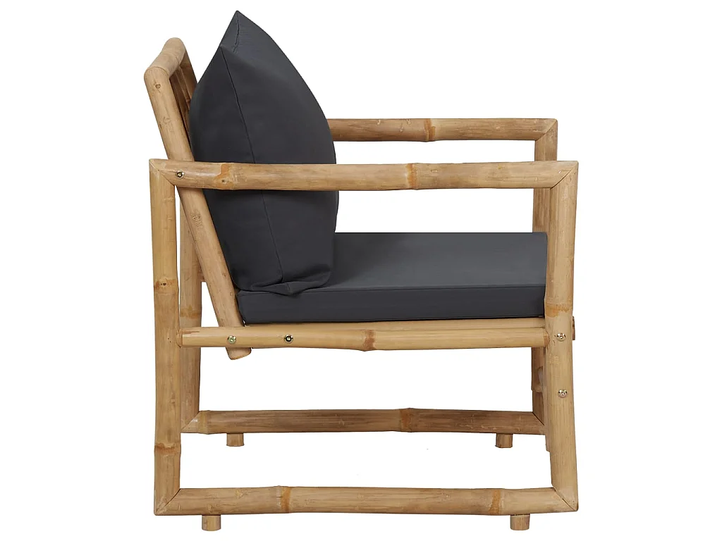 Chaises de jardin avec coussins 2 pcs Bambou