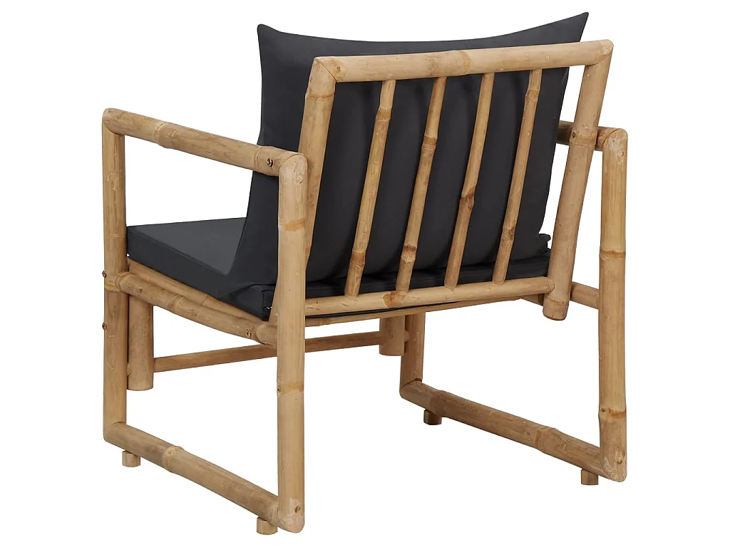 Chaises de jardin avec coussins 2 pcs Bambou