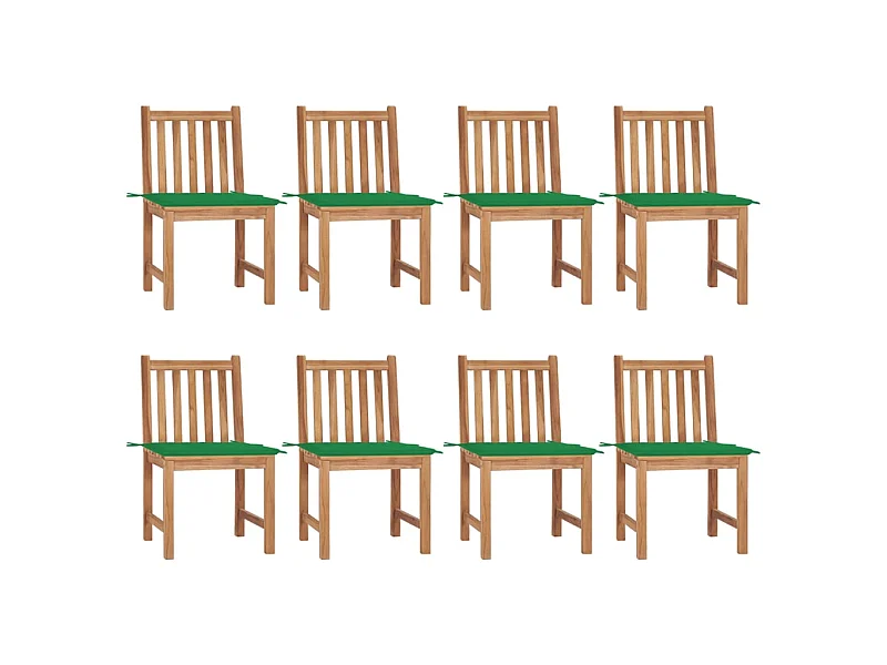 Chaises de jardin 8 pcs avec coussins Bois de teck massif 24