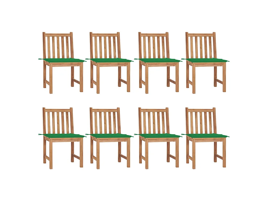 Chaises de jardin 8 pcs avec coussins Bois de teck massif 24