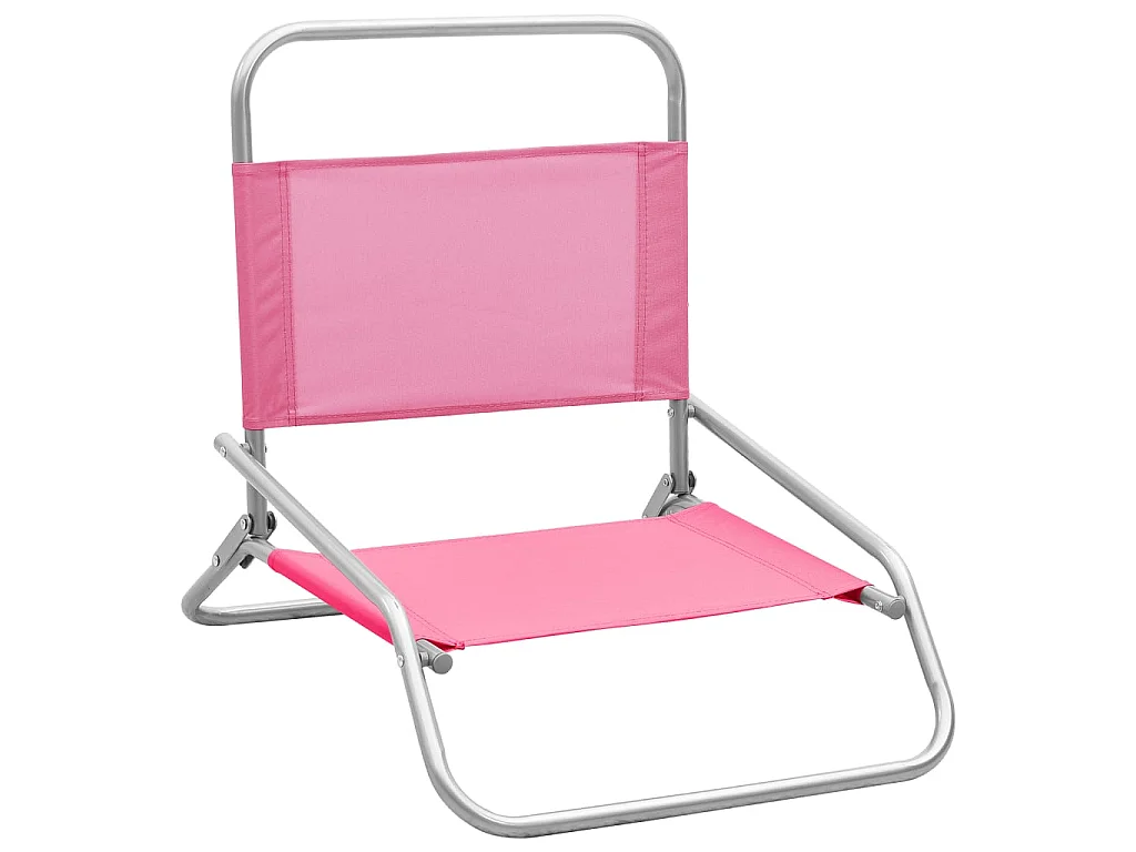Chaises de plage pliables 2 pcs Rose Tissu 2