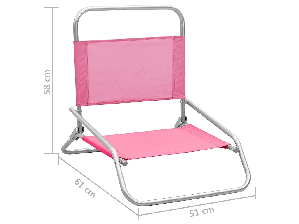 Chaises de plage pliables 2 pcs Rose Tissu 2