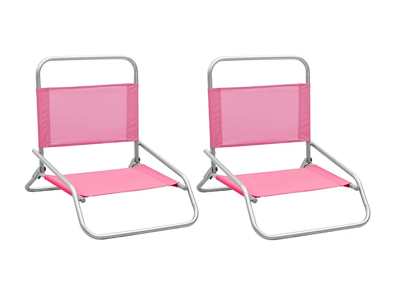 Chaises de plage pliables 2 pcs Rose Tissu 2
