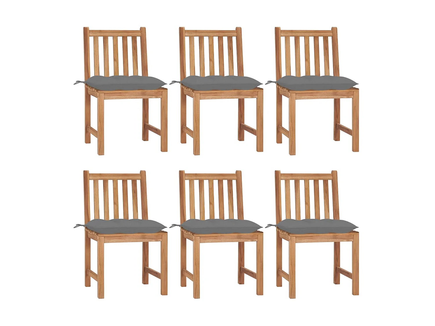 Chaises de jardin 6 pcs avec coussins Bois de teck massif 3