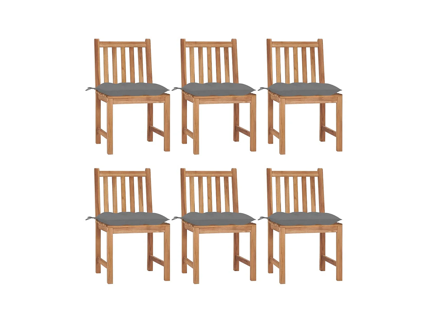Chaises de jardin 6 pcs avec coussins Bois de teck massif 3