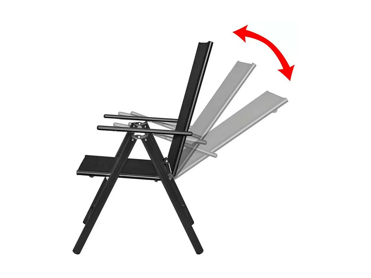 Chaise de jardin textilène et métal noir Derino - Lot de 4