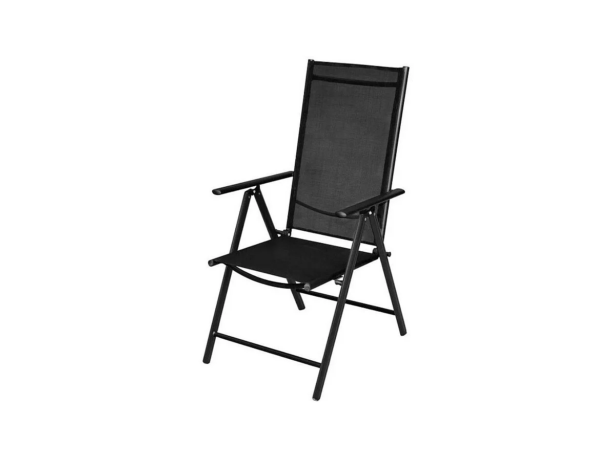 Chaise de jardin textilène et métal noir Derino - Lot de 4