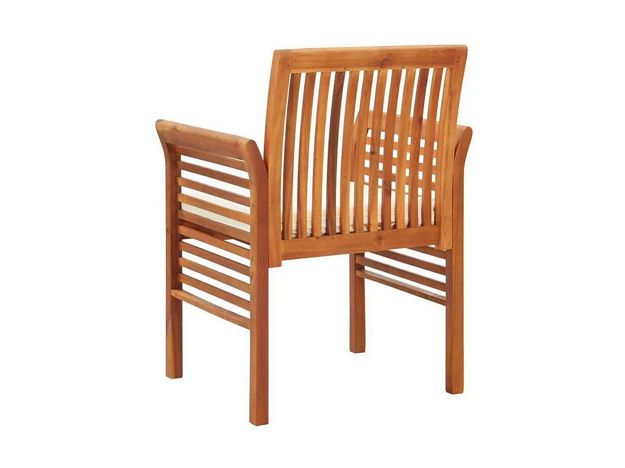 Chaise de jardin tissu blanc et acacia massif clair Tulak