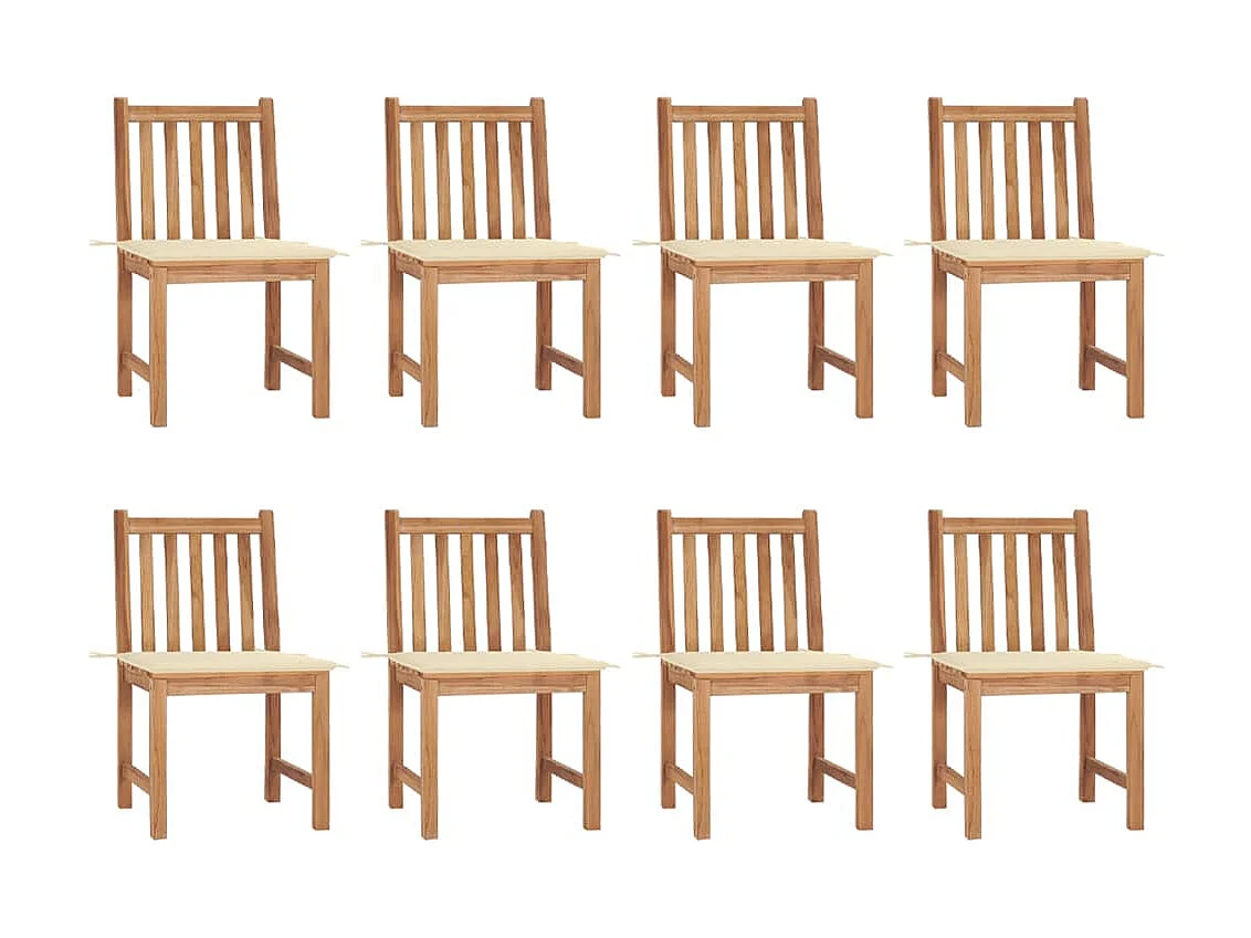 Chaises de jardin 8 pcs avec coussins Bois de teck massif 13