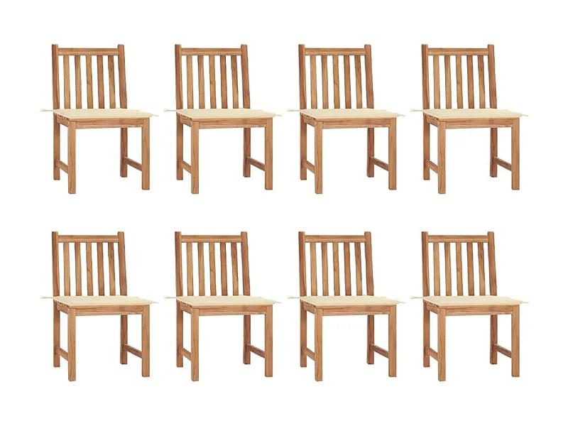 Chaises de jardin 8 pcs avec coussins Bois de teck massif 13