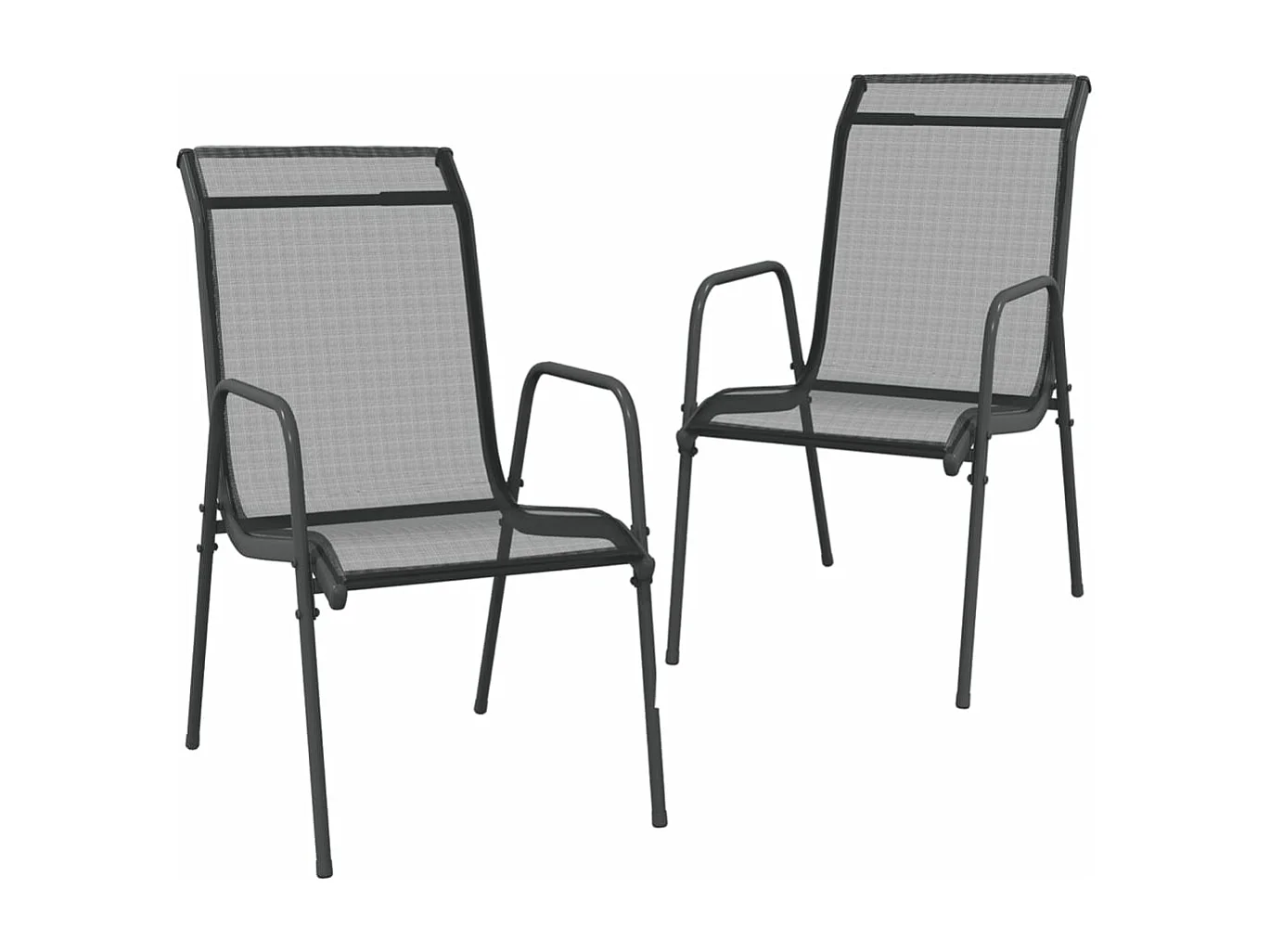 Chaises de jardin 2 pcs Acier et textilène Noir 2