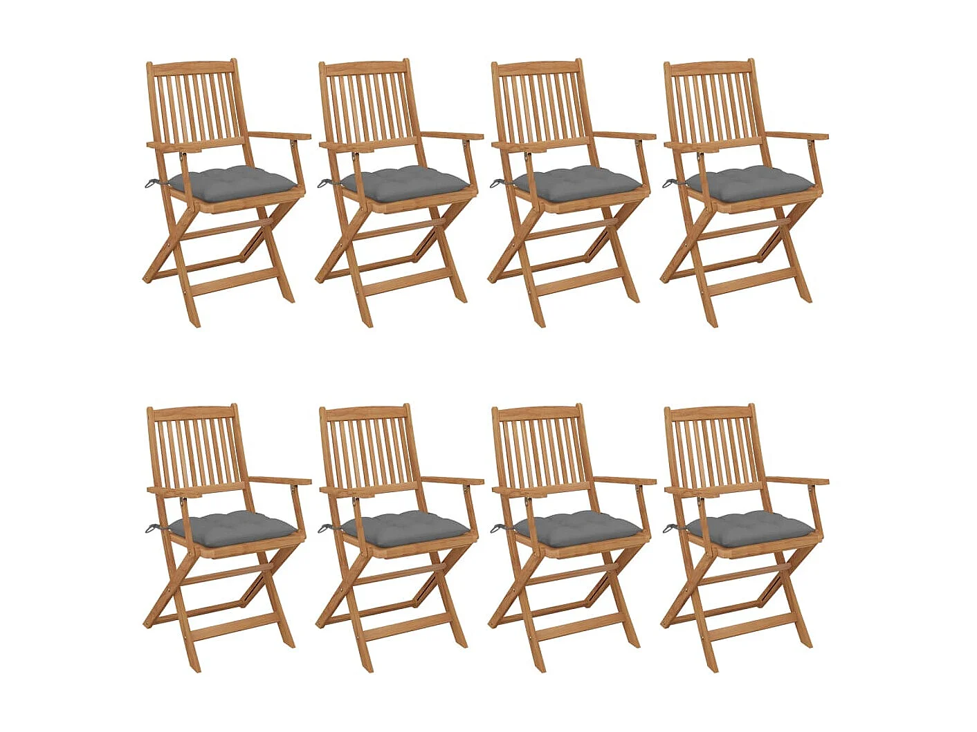 Chaises pliables de jardin 8 pcs avec coussins Bois d'acacia 9