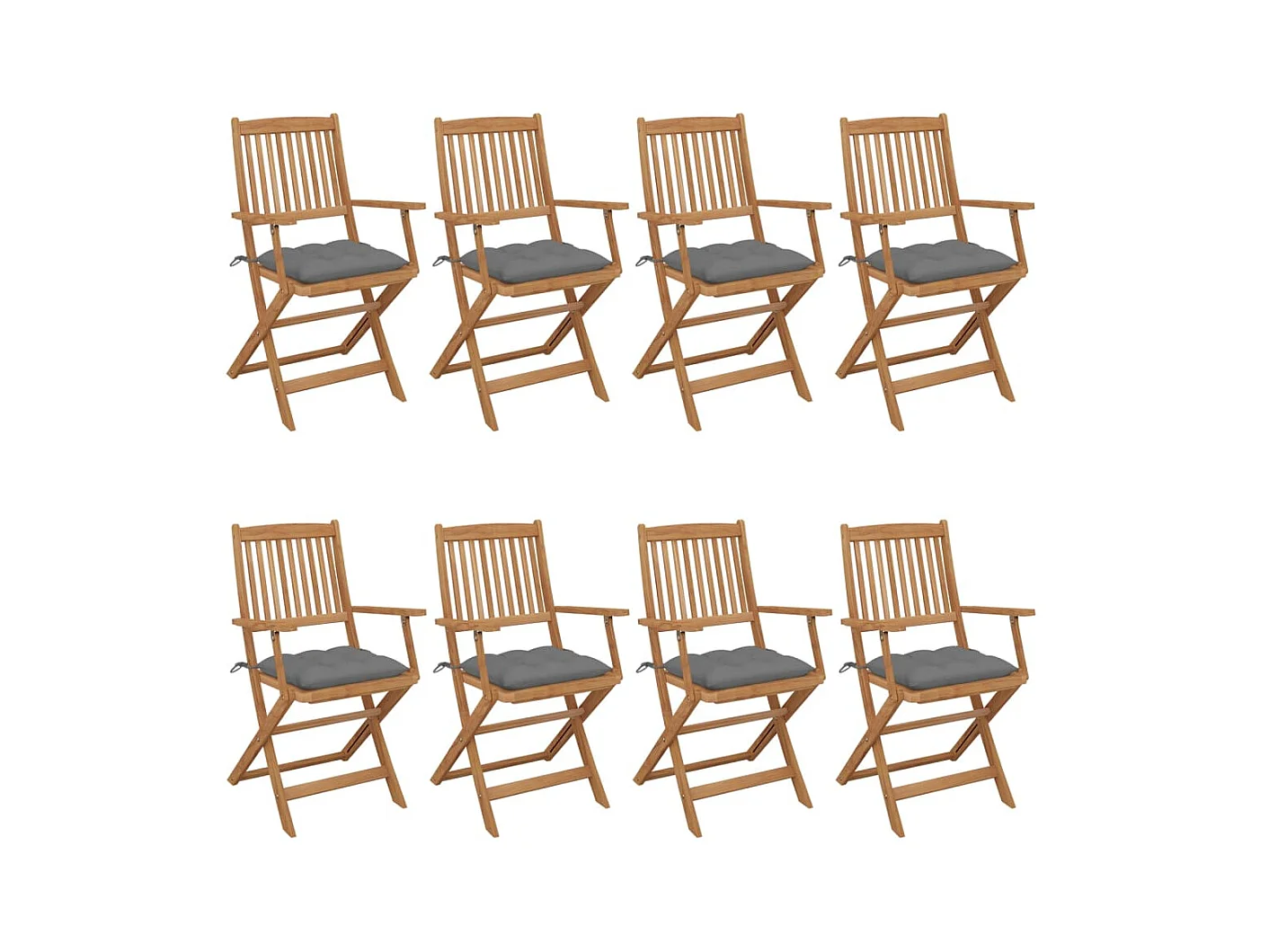 Chaises pliables de jardin 8 pcs avec coussins Bois d'acacia 9