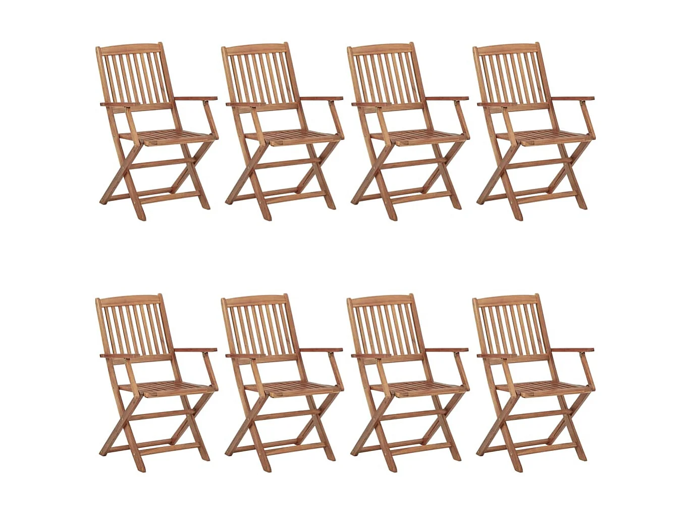 Chaises pliables de jardin 8 pcs avec coussins Bois d'acacia 9