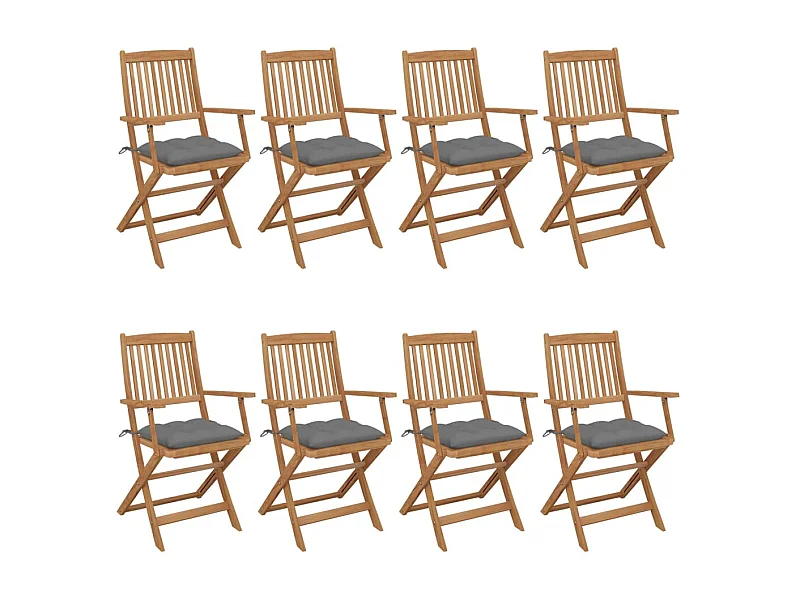 Chaises pliables de jardin 8 pcs avec coussins Bois d'acacia 9